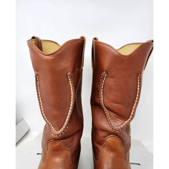 Vintage Nitro Tan Leather Western Cowboy Stitched Boot Men 8 Steel Toe Insulated - Picture 4 of 11